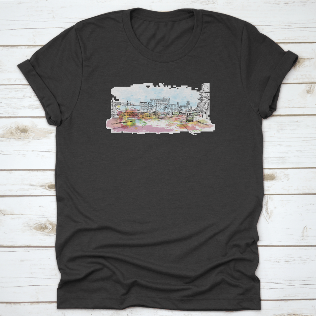 A comfortable cotton t-shirt featuring a detailed view of Pittsburgh's skyline, showcasing iconic landmarks.