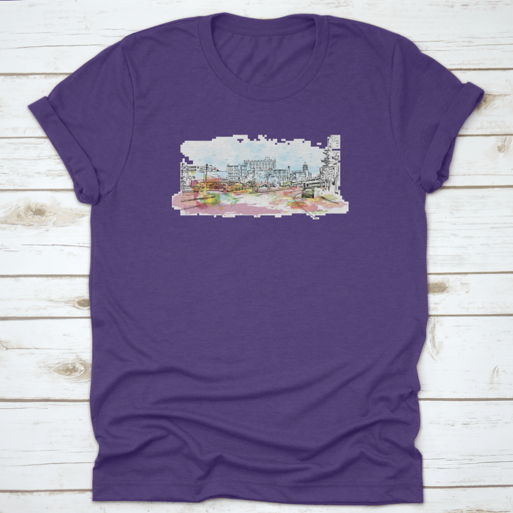 A comfortable cotton t-shirt featuring a detailed view of Pittsburgh's skyline, showcasing iconic landmarks.