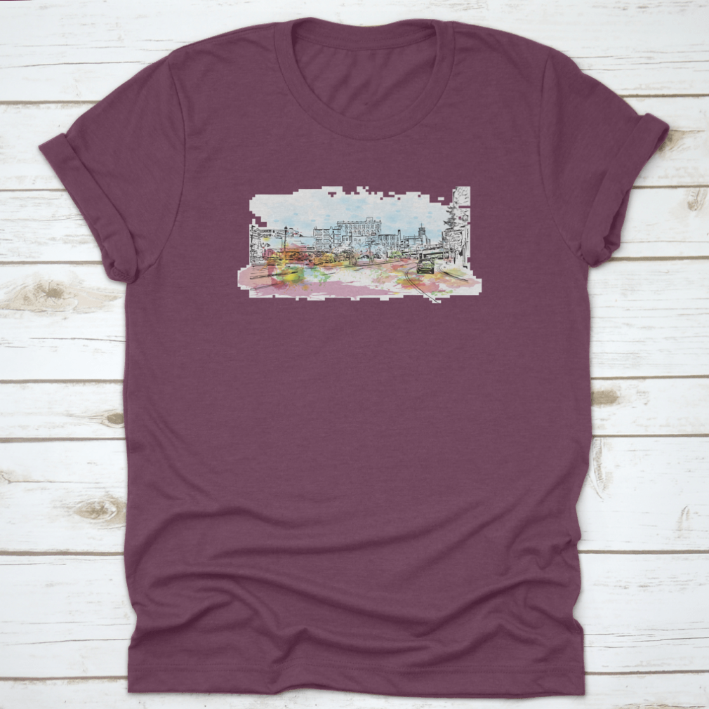 A comfortable cotton t-shirt featuring a detailed view of Pittsburgh's skyline, showcasing iconic landmarks.