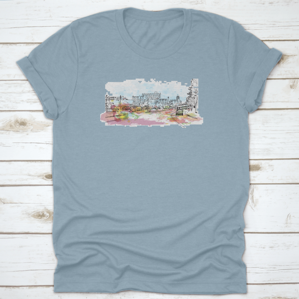 A comfortable cotton t-shirt featuring a detailed view of Pittsburgh's skyline, showcasing iconic landmarks.