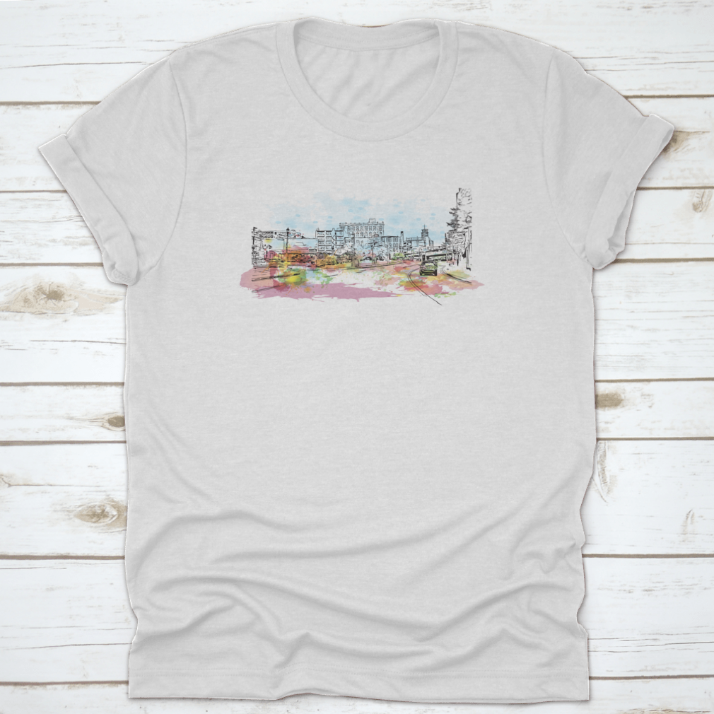 A comfortable cotton t-shirt featuring a detailed view of Pittsburgh's skyline, showcasing iconic landmarks.