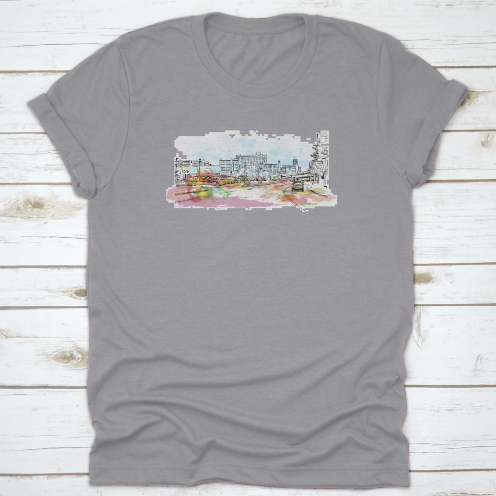 A comfortable cotton t-shirt featuring a detailed view of Pittsburgh's skyline, showcasing iconic landmarks.