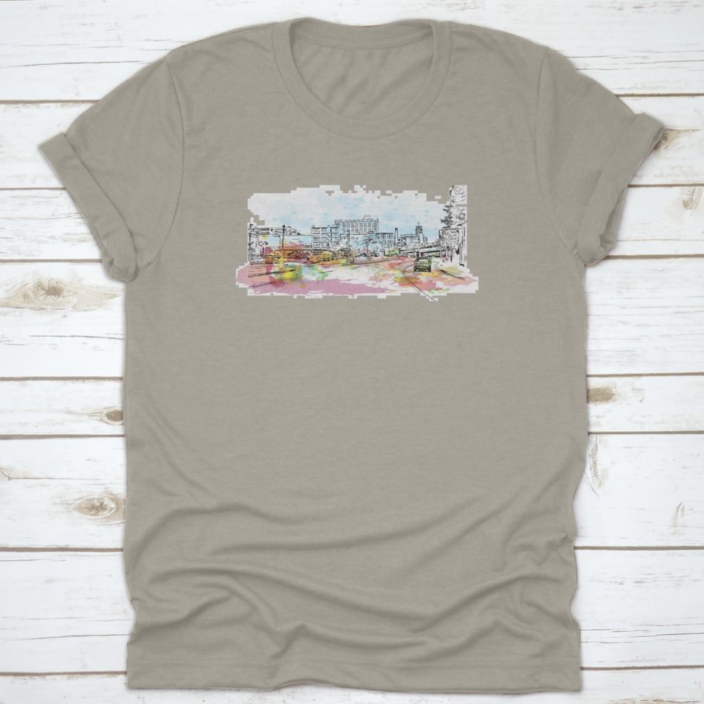 A comfortable cotton t-shirt featuring a detailed view of Pittsburgh's skyline, showcasing iconic landmarks.
