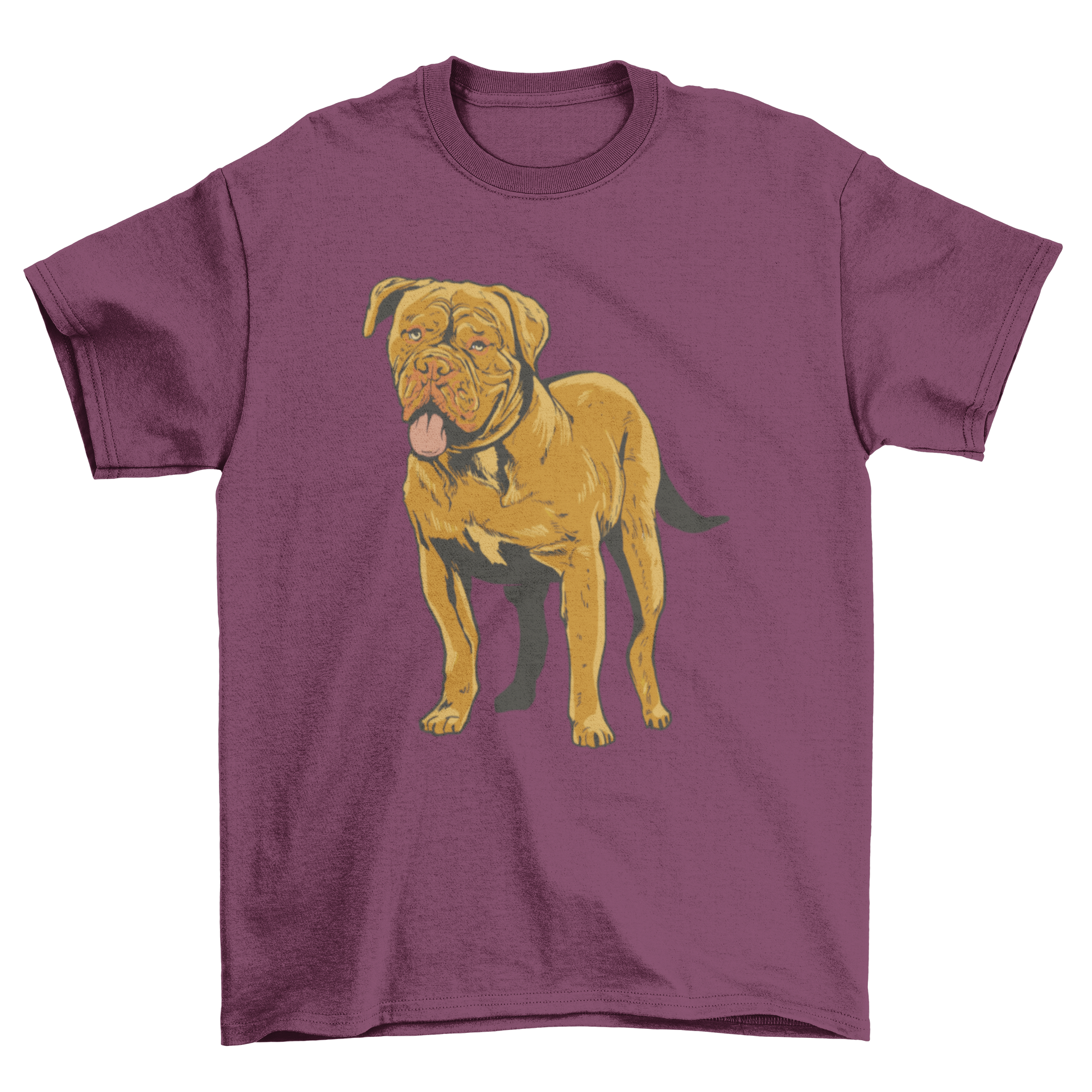 A realistic bulldog design printed on a stylish t-shirt, showcasing the breed's unique features.