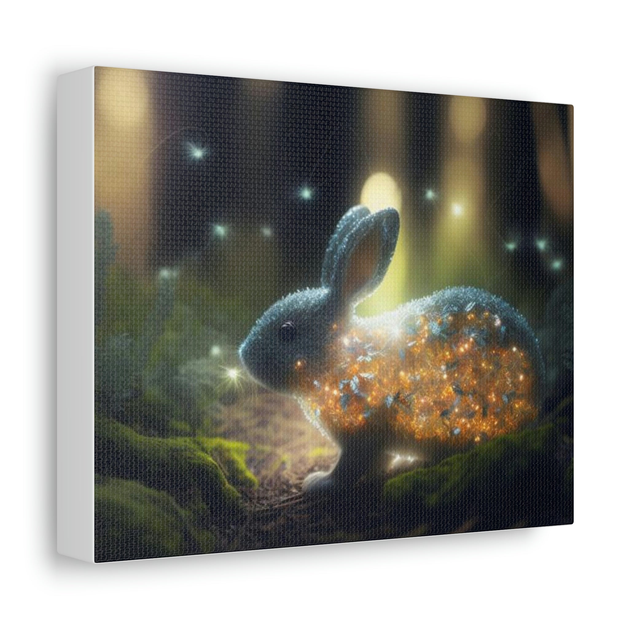 A beautifully printed Bunny Stretched Canvas on a wooden frame, showcasing vibrant colors and intricate details, perfect for indoor decoration.