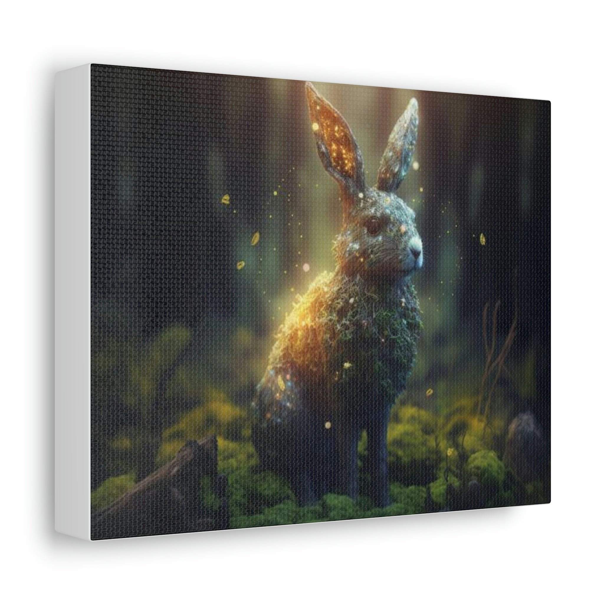 A beautifully printed Bunny Stretched Canvas on a wooden frame, showcasing vibrant colors and intricate details, perfect for indoor decoration.