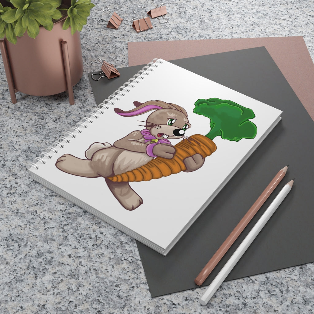 Bunny with Carrot Spiral Notebook featuring customizable covers and wide-ruled pages.