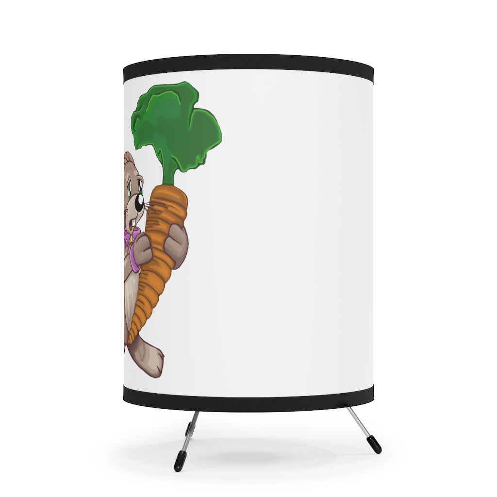 Bunny with Carrot Tripod Lamp featuring a galvanized steel base and high-resolution printed shade, perfect for children's rooms.