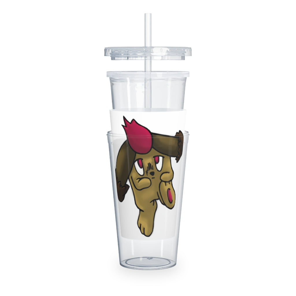 Bunyun Plastic Tumbler with Straw, featuring a customizable design and a secure lid, perfect for parties and gatherings.