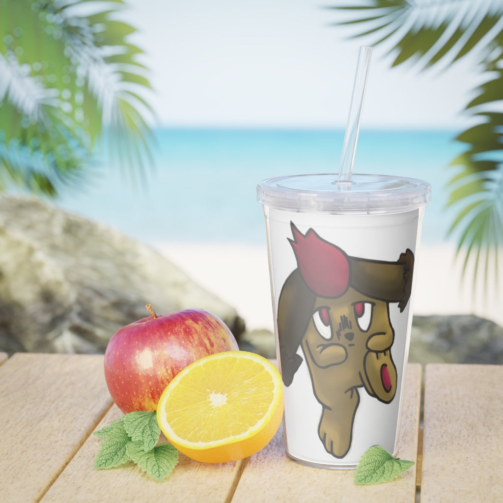 Bunyun Plastic Tumbler with Straw, featuring a customizable design and a secure lid, perfect for parties and gatherings.
