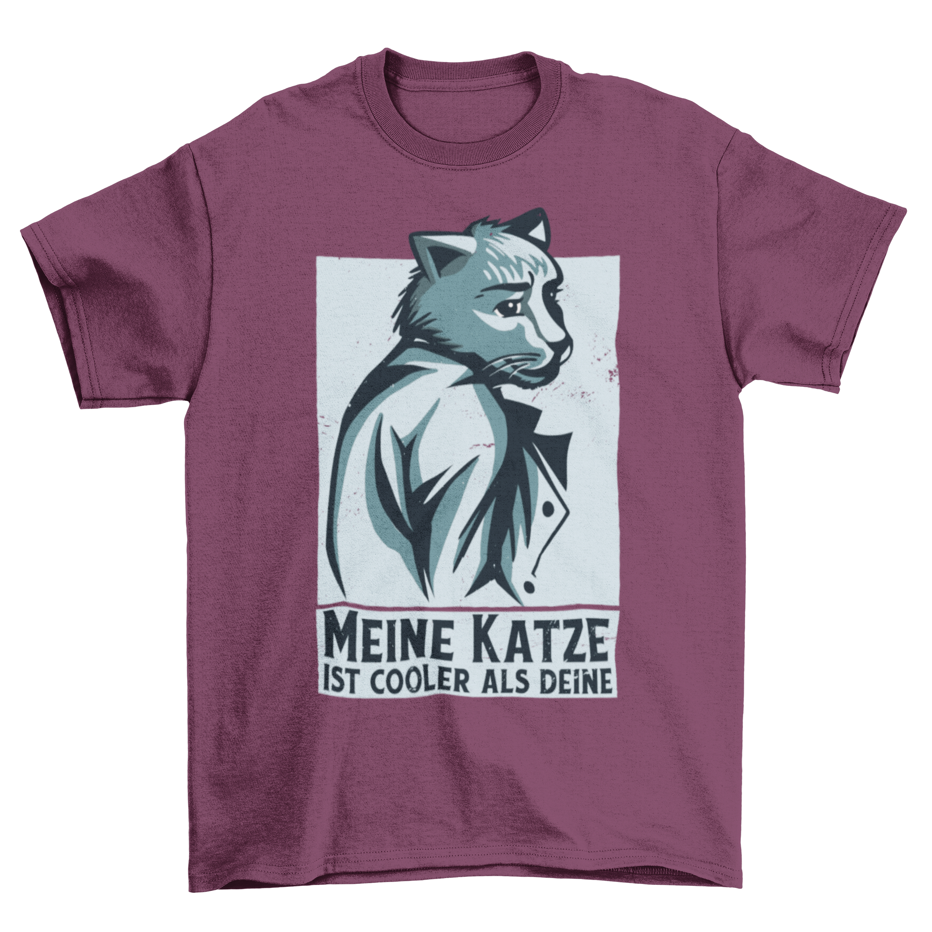 A stylish t-shirt featuring a business cat design with a humorous German quote, perfect for cat lovers.