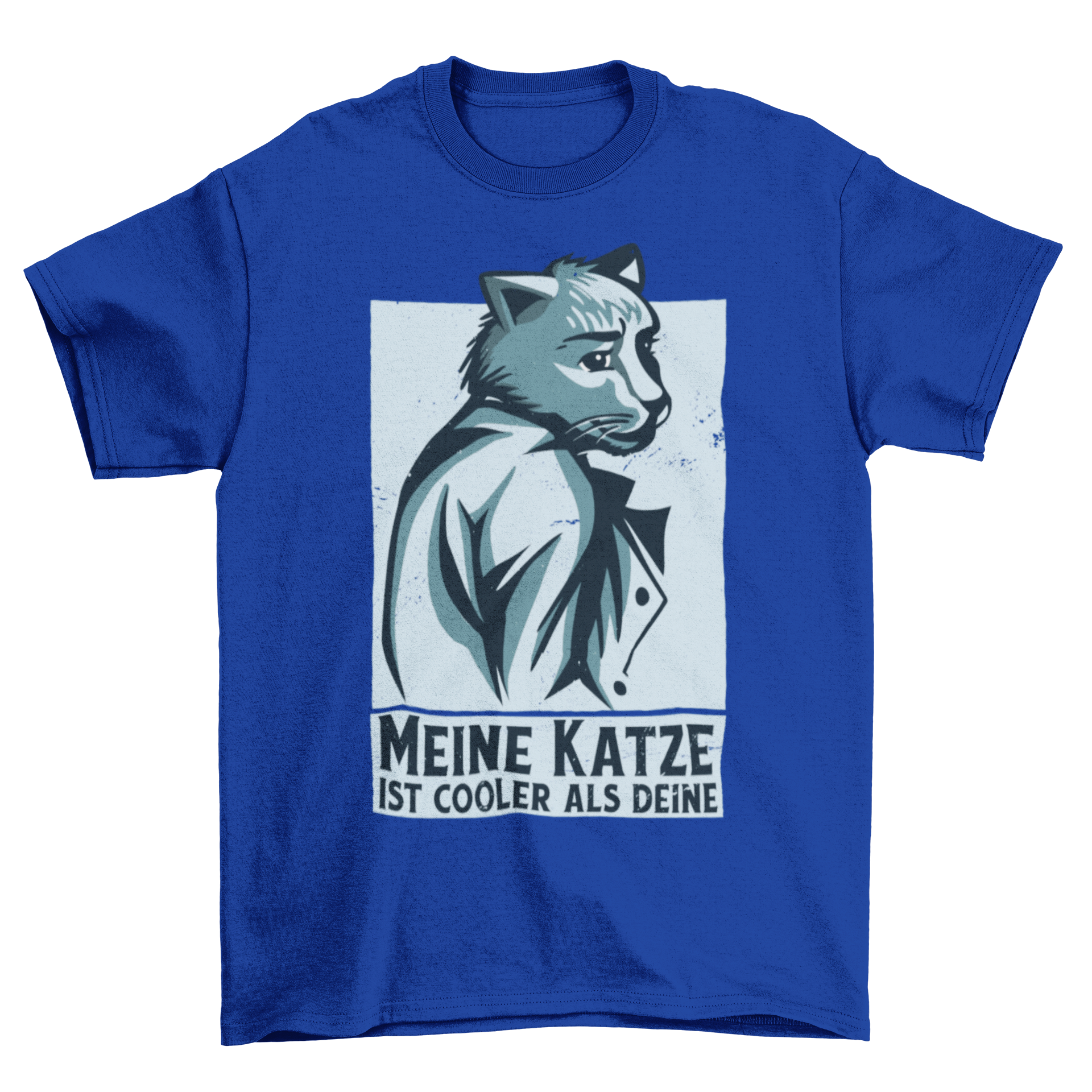 A stylish t-shirt featuring a business cat design with a humorous German quote, perfect for cat lovers.