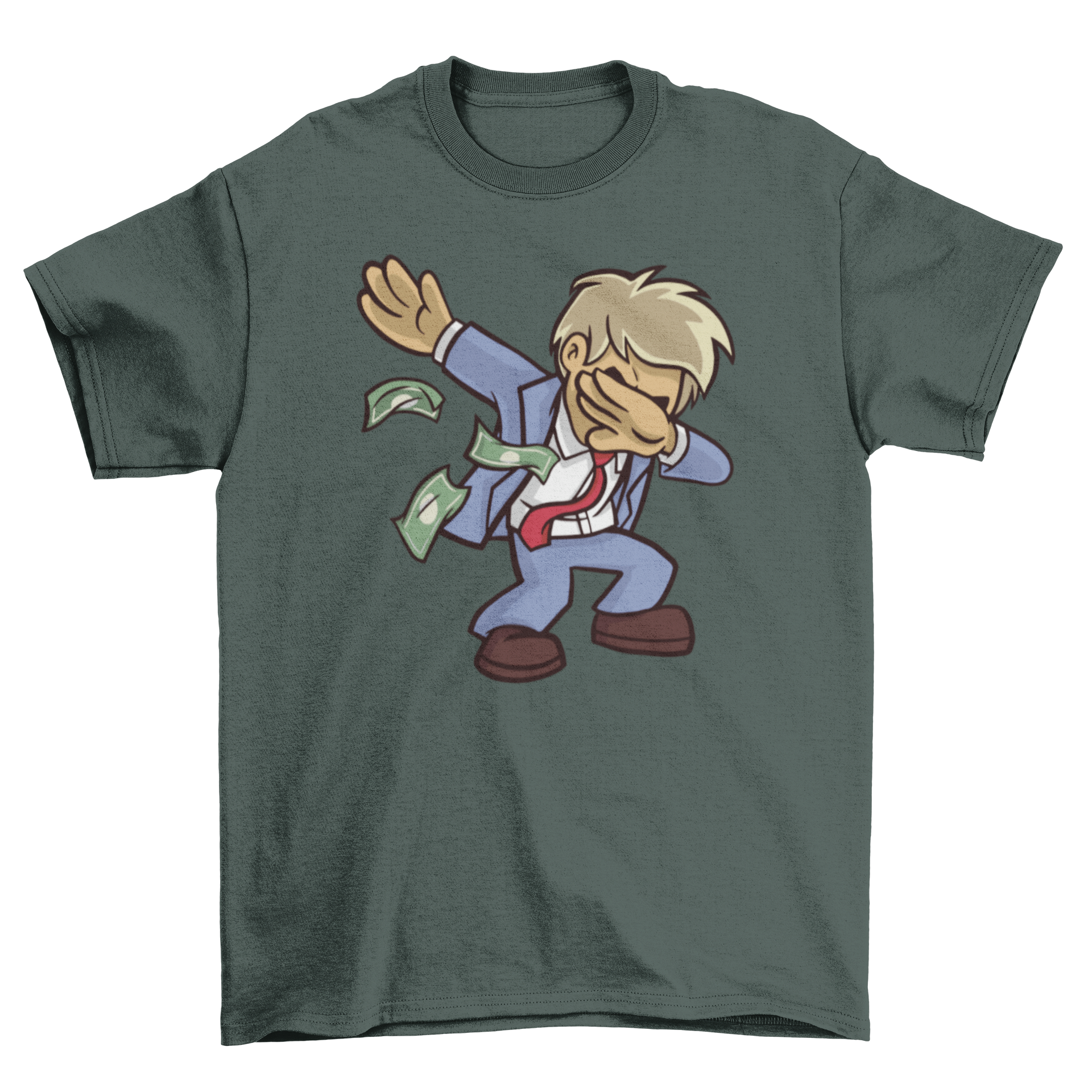 A humorous t-shirt featuring a businessman dabbing, showcasing a fun and stylish design.