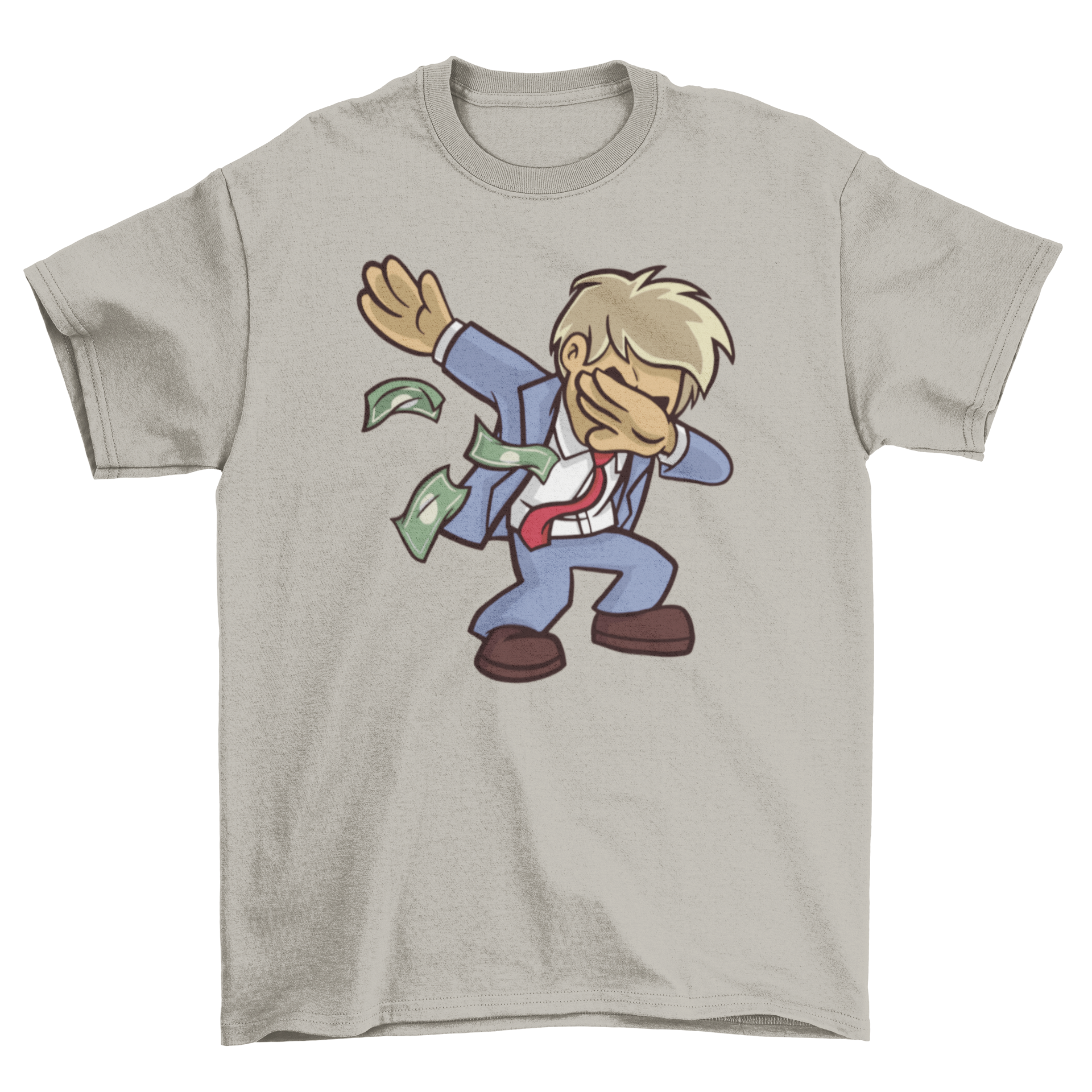 A humorous t-shirt featuring a businessman dabbing, showcasing a fun and stylish design.