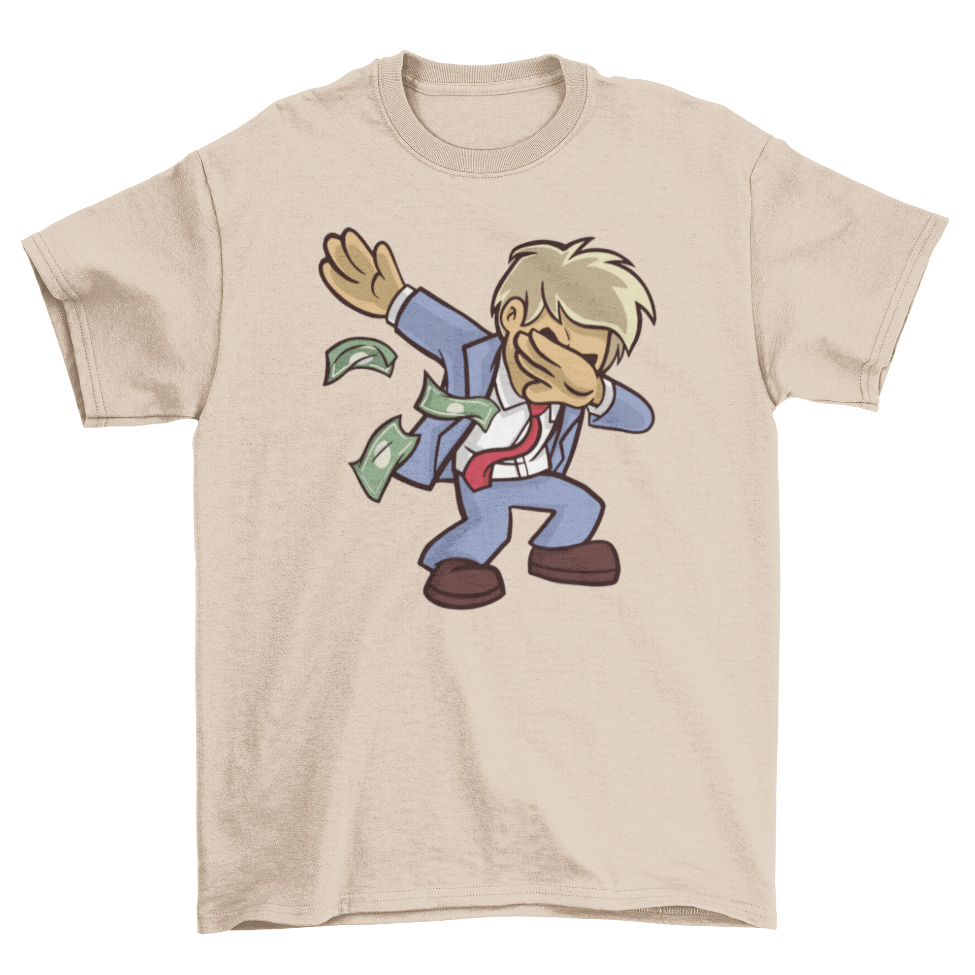 A humorous t-shirt featuring a businessman dabbing, showcasing a fun and stylish design.