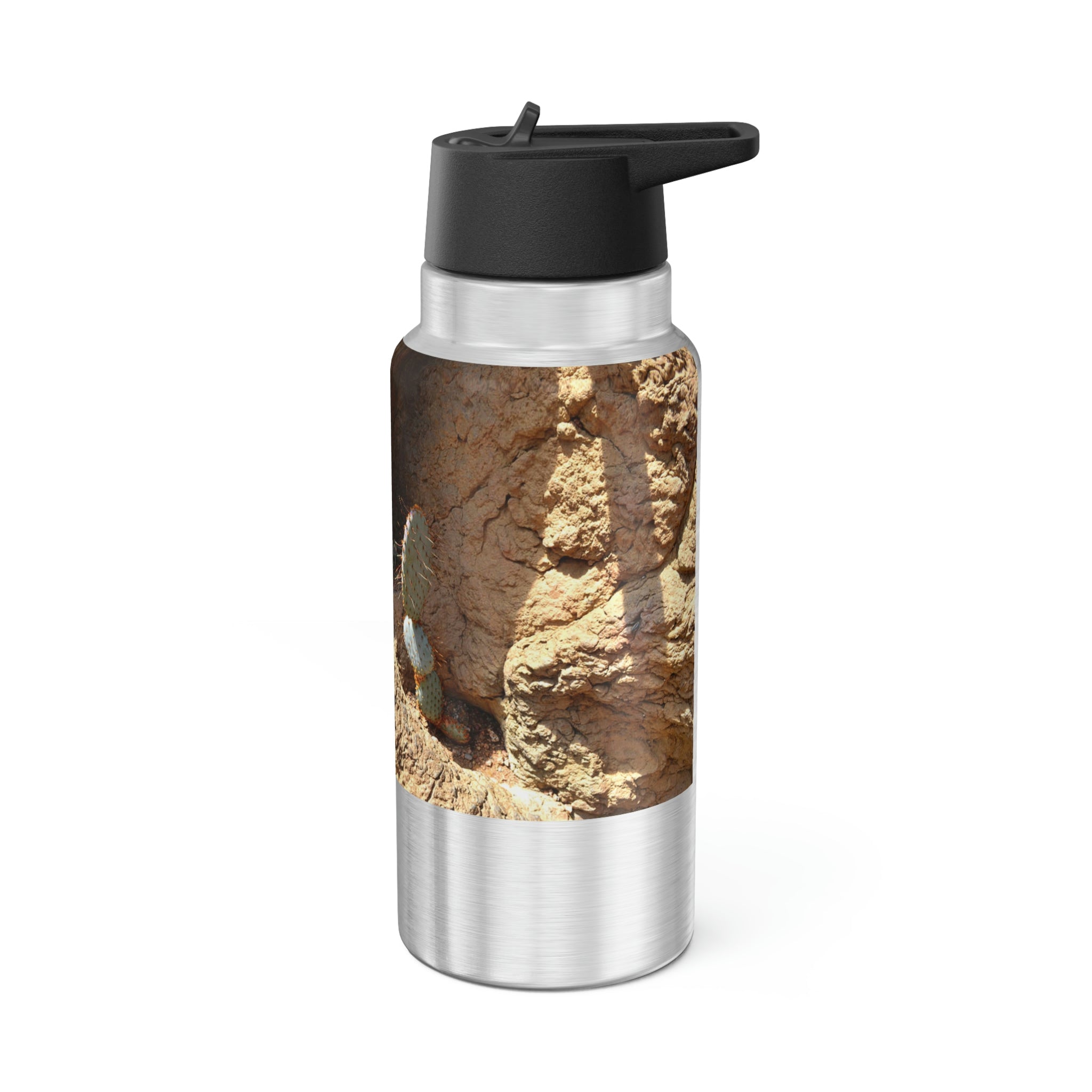 Cactus Gator Tumbler in stainless steel with a plastic straw, showcasing a customizable design.