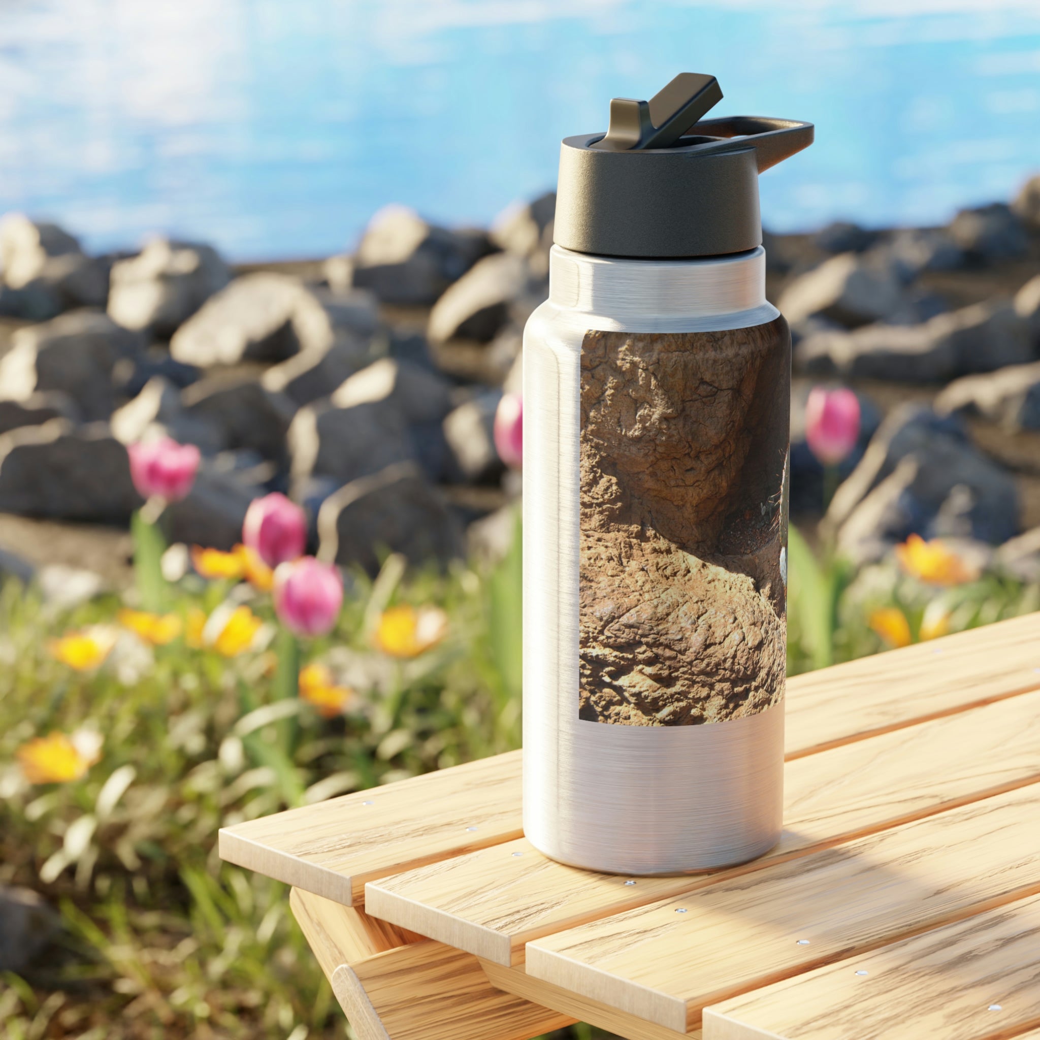 Cactus Gator Tumbler in stainless steel with a plastic straw, showcasing a customizable design.