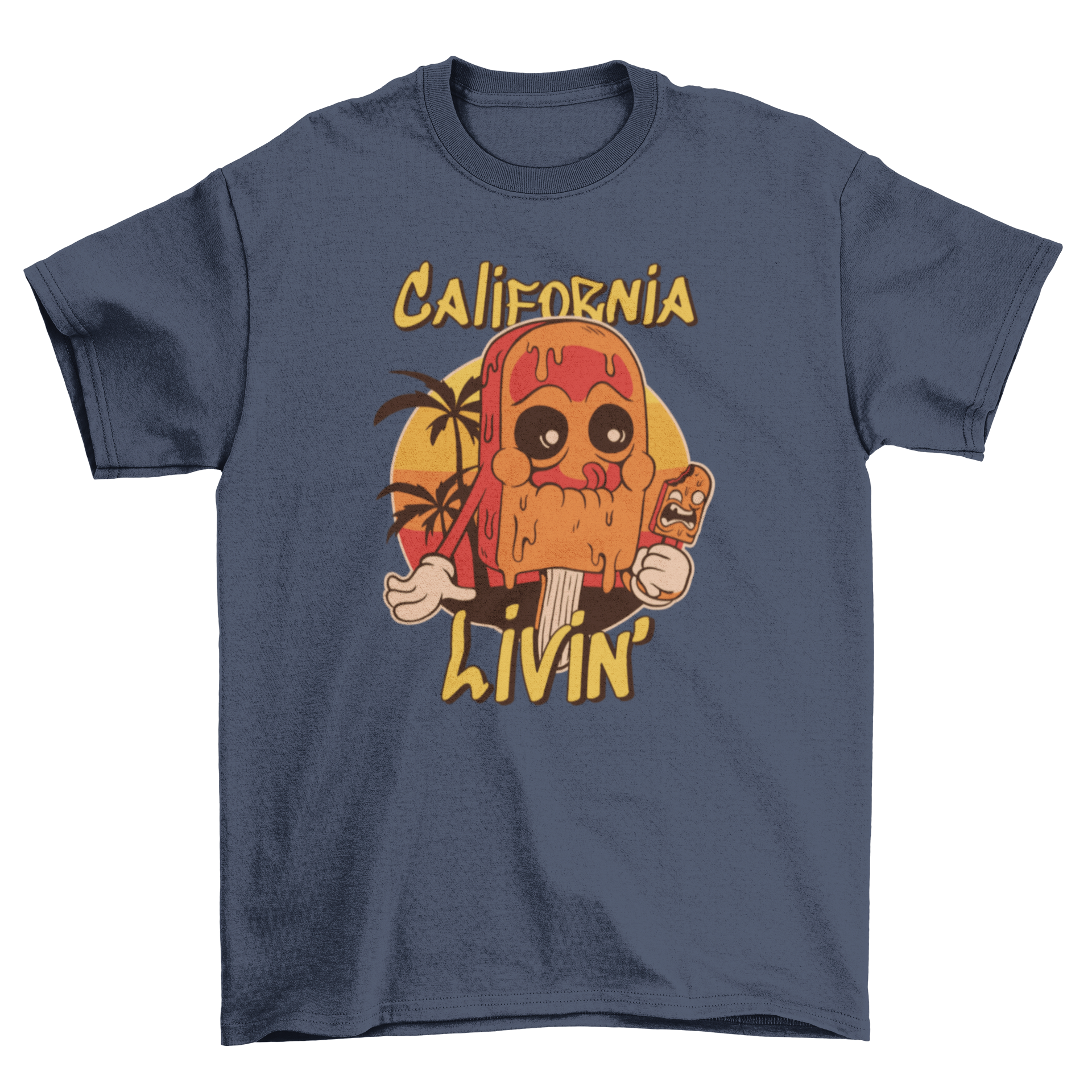 California Ice Cream T-Shirt featuring an ice cream bar illustration and the quote 'California livin'.
