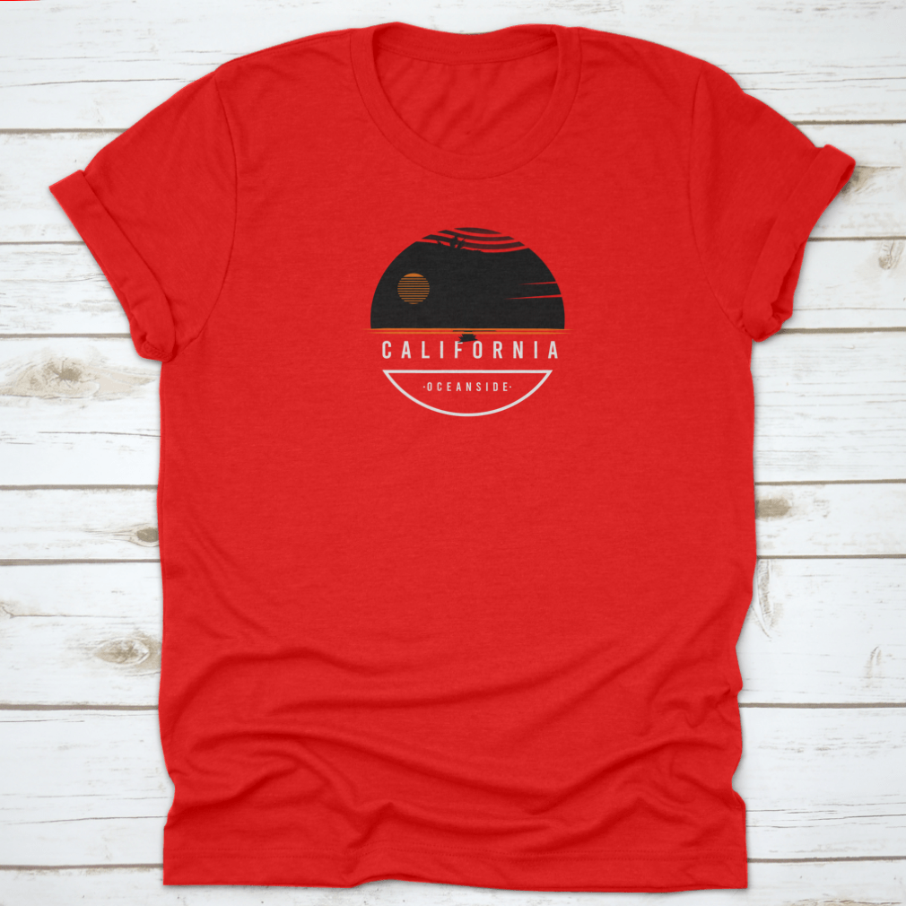 California Oceanside Color Orange White t-shirt made of 100% cotton, featuring a classic fit and midweight fabric.