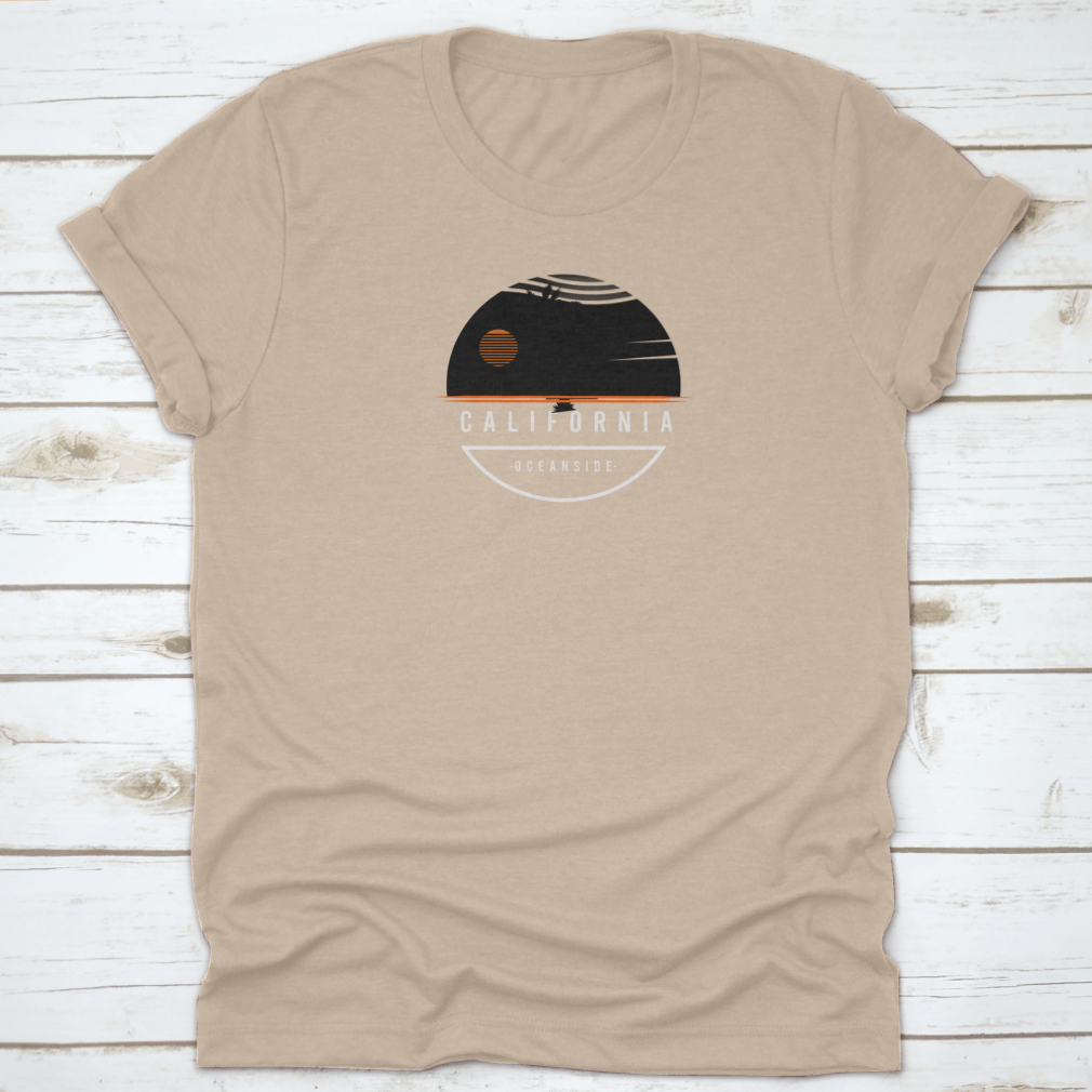 California Oceanside Color Orange White t-shirt made of 100% cotton, featuring a classic fit and midweight fabric.