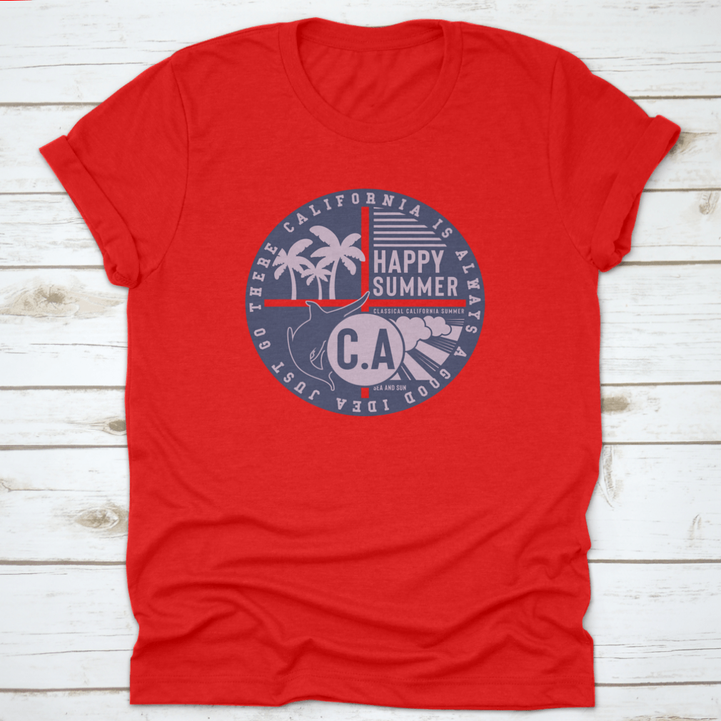 California Paradise summer theme element featuring a vibrant swordfish design on a comfortable cotton fabric.