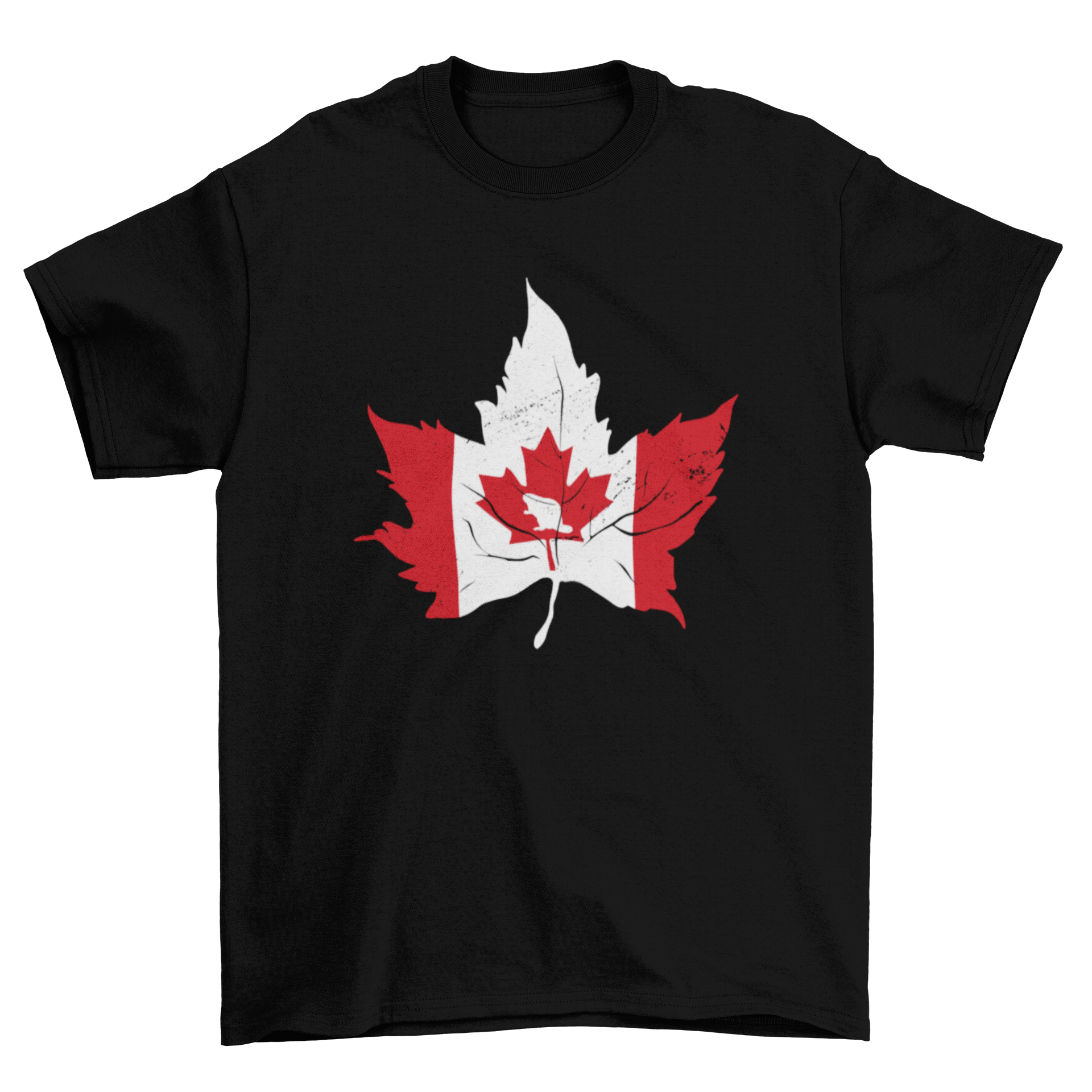 A stylish Canada maple leaf flag t-shirt featuring a vibrant maple leaf design with the Canadian flag inside, perfect for showcasing Canadian pride.
