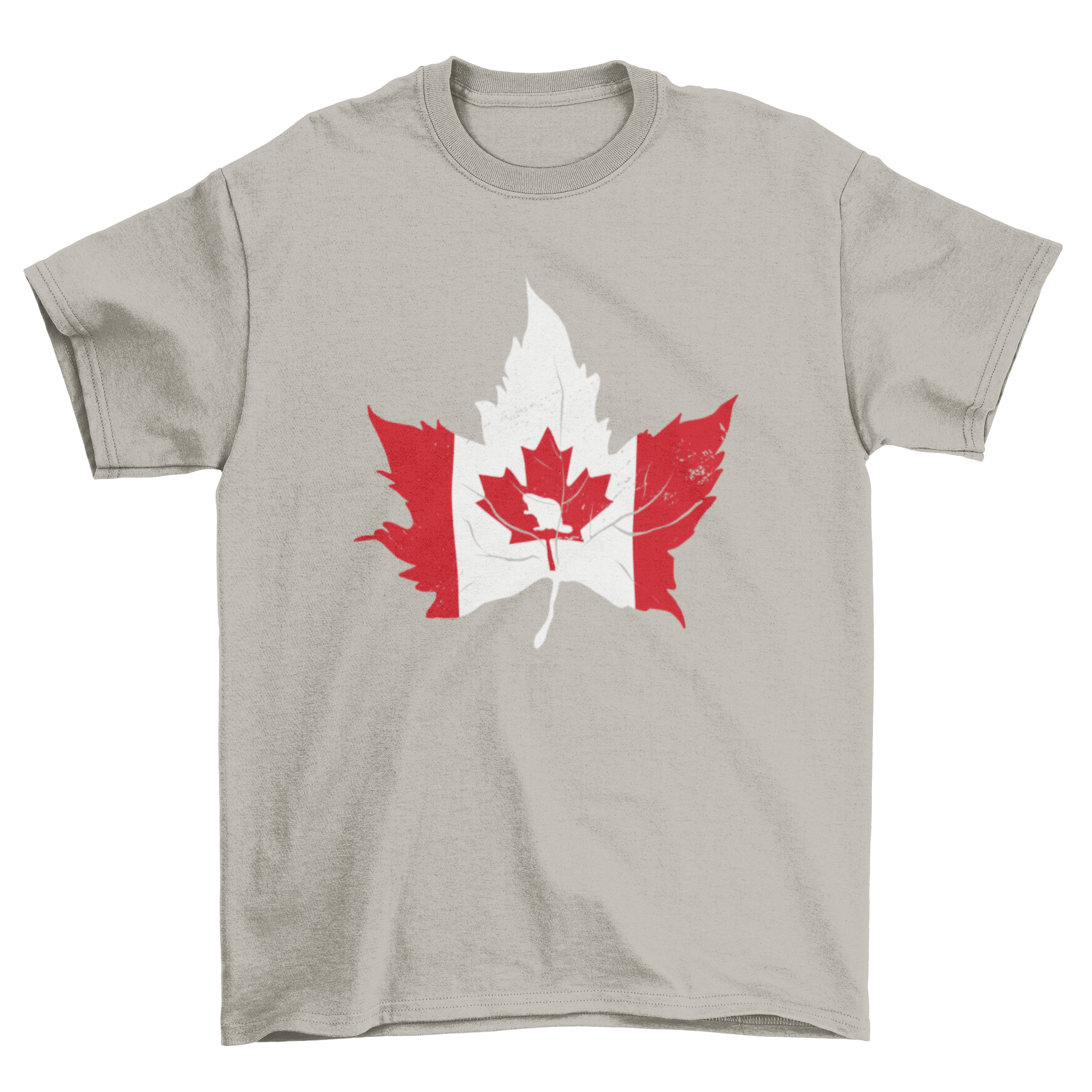 A stylish Canada maple leaf flag t-shirt featuring a vibrant maple leaf design with the Canadian flag inside, perfect for showcasing Canadian pride.