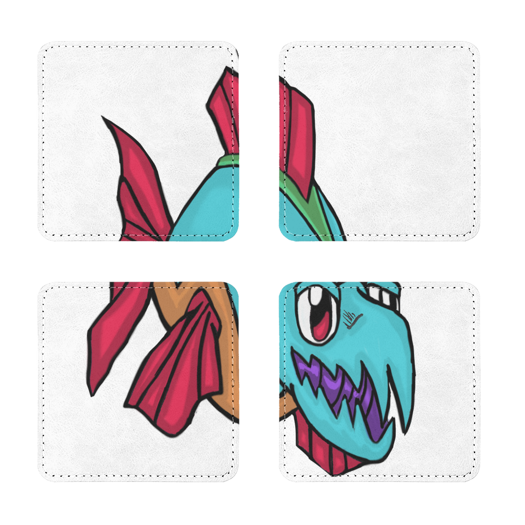 Pack of four Cannip Sublimation Coasters made of PU leather, featuring a white printable face and elegant stitching.