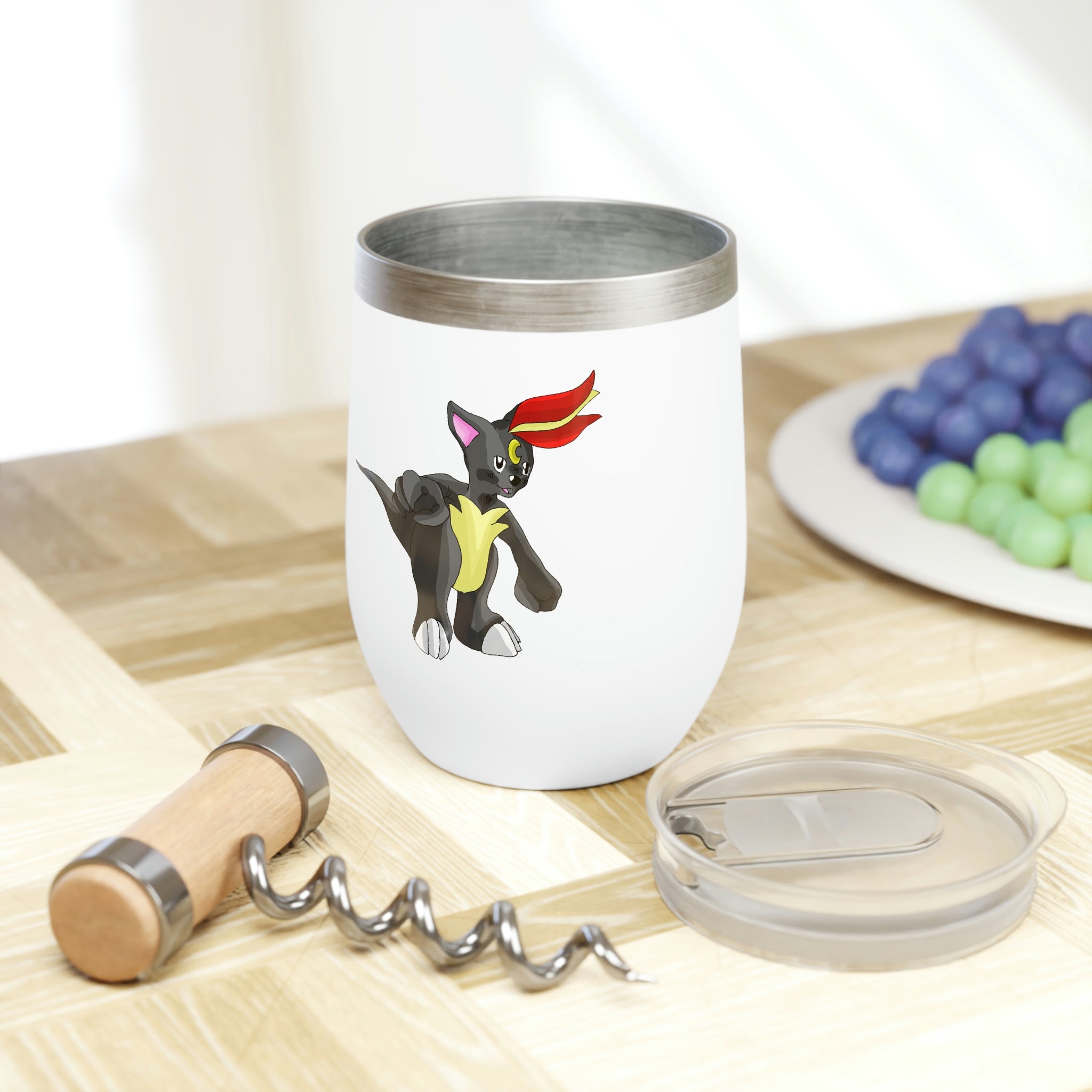 Carcoot Chill Wine Tumbler in stainless steel with customizable design, showcasing its double-insulated walls and stemless shape.