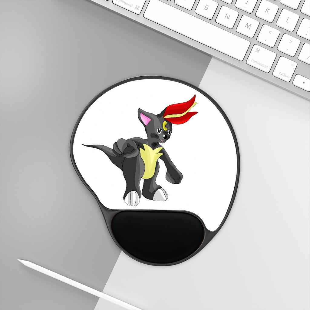 Carcoot Mouse Pad with ergonomic Memory Foam wrist rest and customizable neoprene insert, featuring a foot-shaped black plastic base.