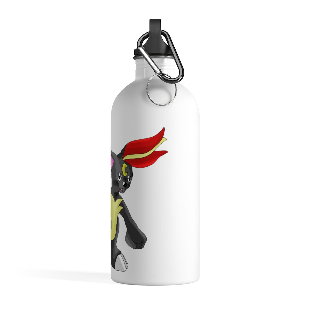 Carcoot Stainless Steel Water Bottle with plastic screw top and carabiner, ideal for hydration on the go.