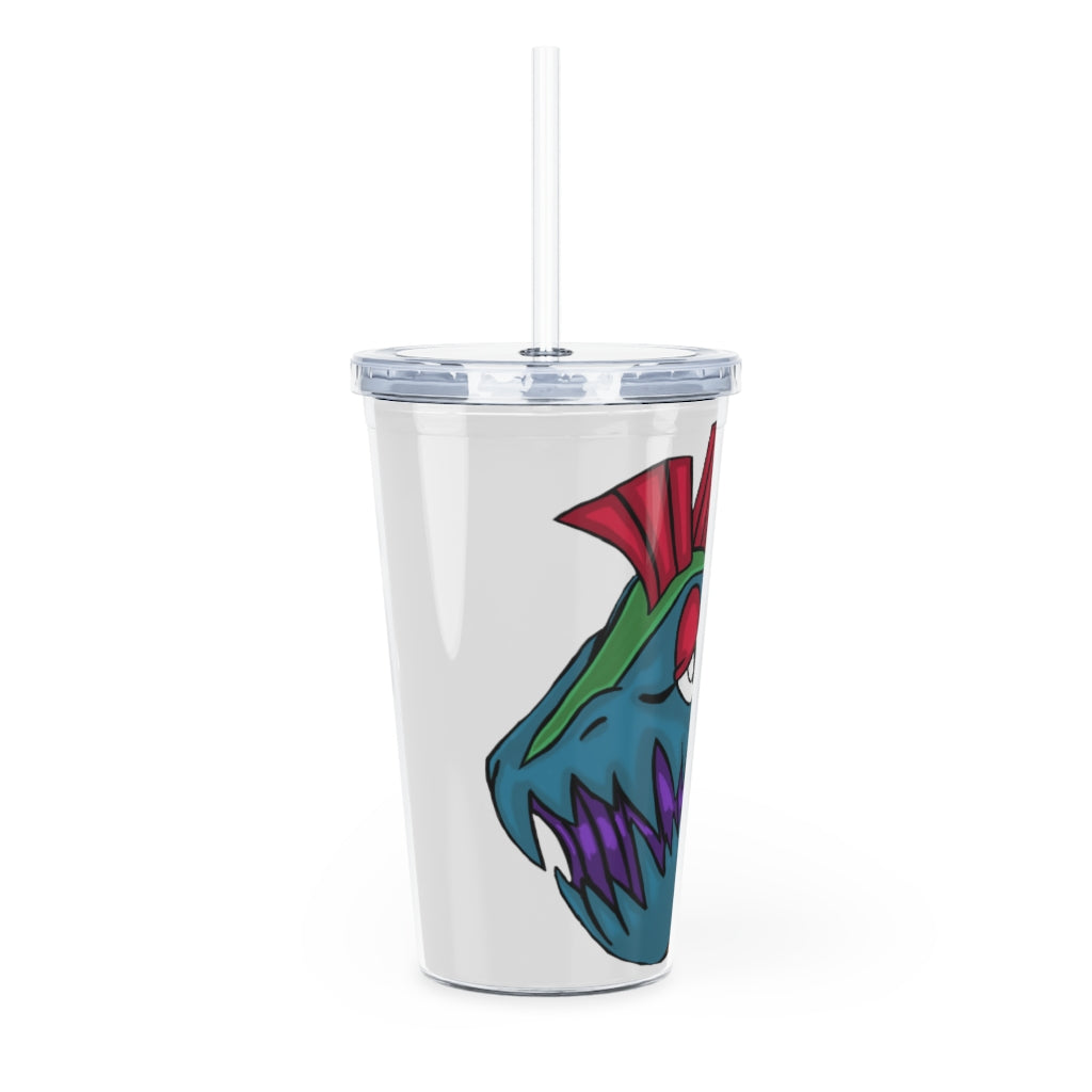 Carnevorenip Plastic Tumbler with Straw, featuring a customizable design and double wall insulation, perfect for events and gatherings.