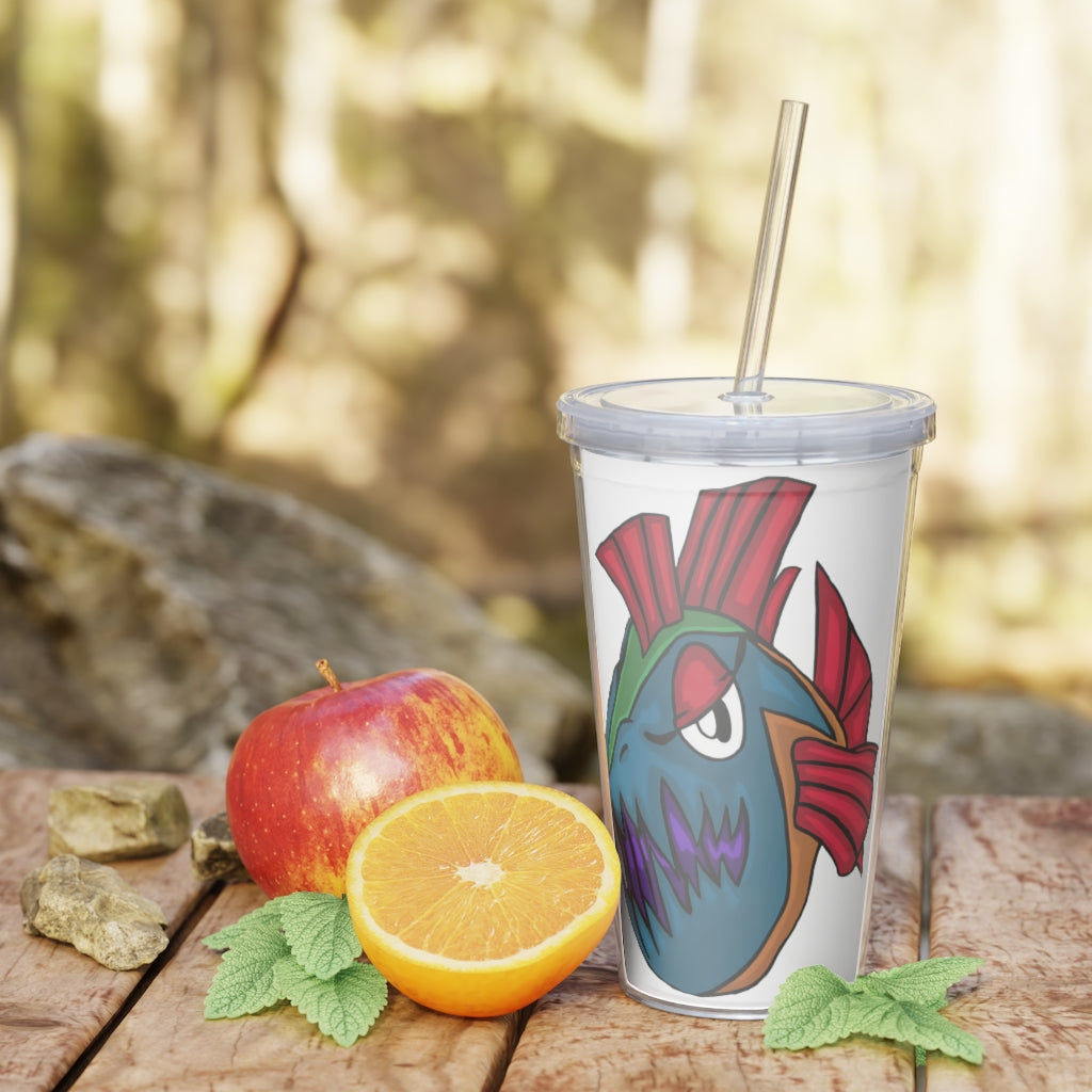 Carnevorenip Plastic Tumbler with Straw, featuring a customizable design and double wall insulation, perfect for events and gatherings.