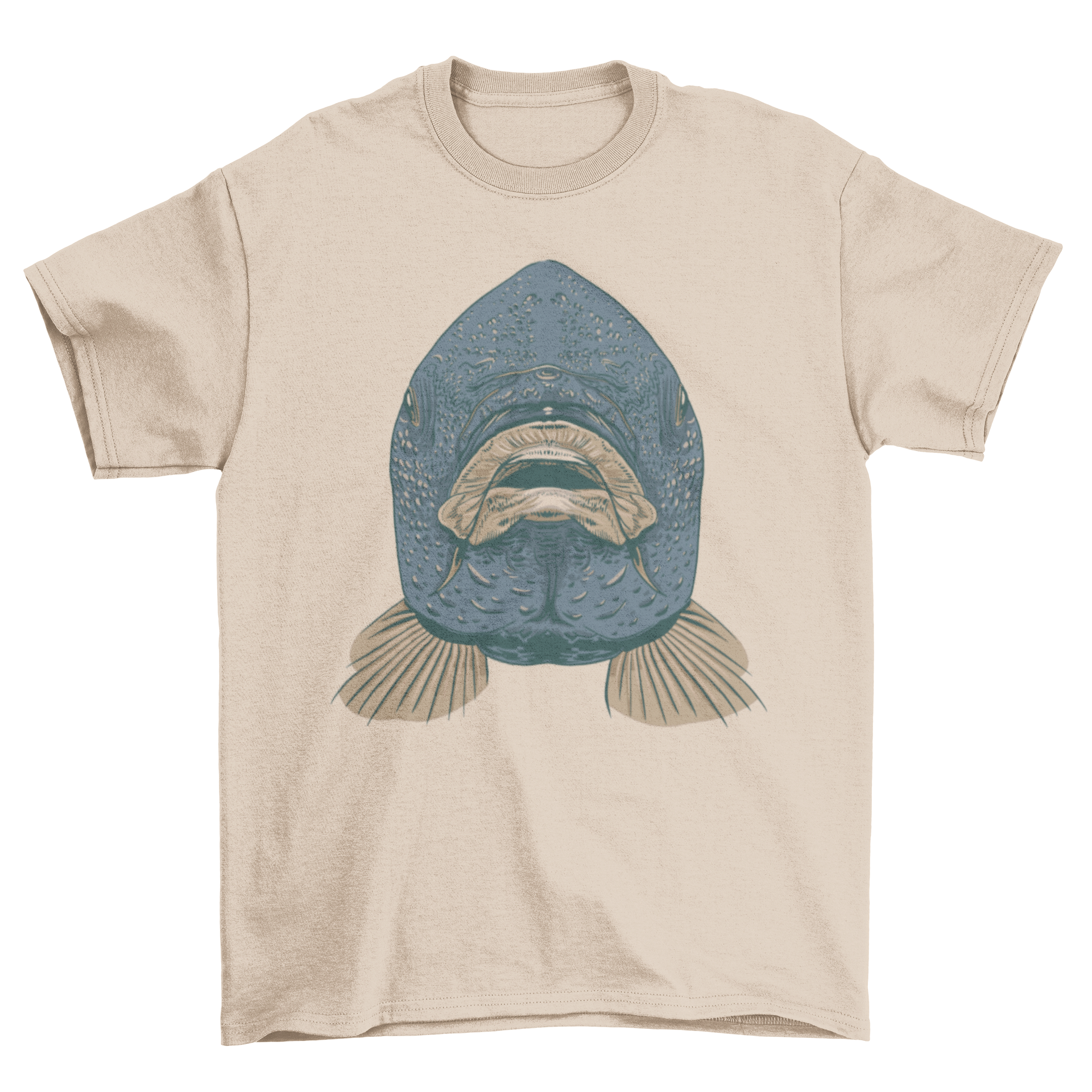 Carp Mouth T-Shirt featuring a detailed illustration of a fish looking forward, perfect for fishing enthusiasts.