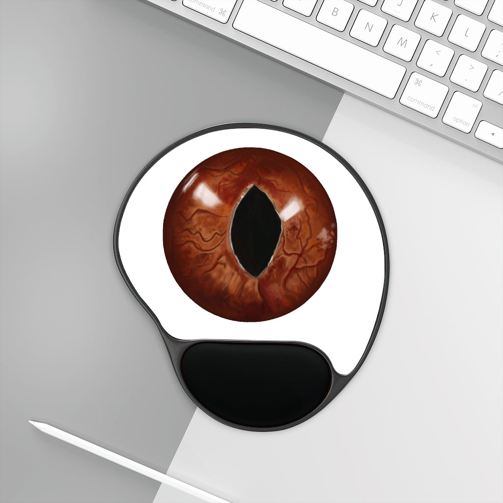 Cat Eyes Mouse Pad with ergonomic Memory Foam wrist rest and unique design, perfect for enhancing workspace comfort.