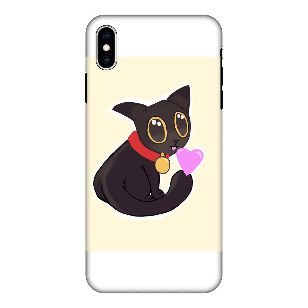 A tough phone case featuring a vibrant cat illustration, showcasing full-color sublimation printing that wraps around the edges.