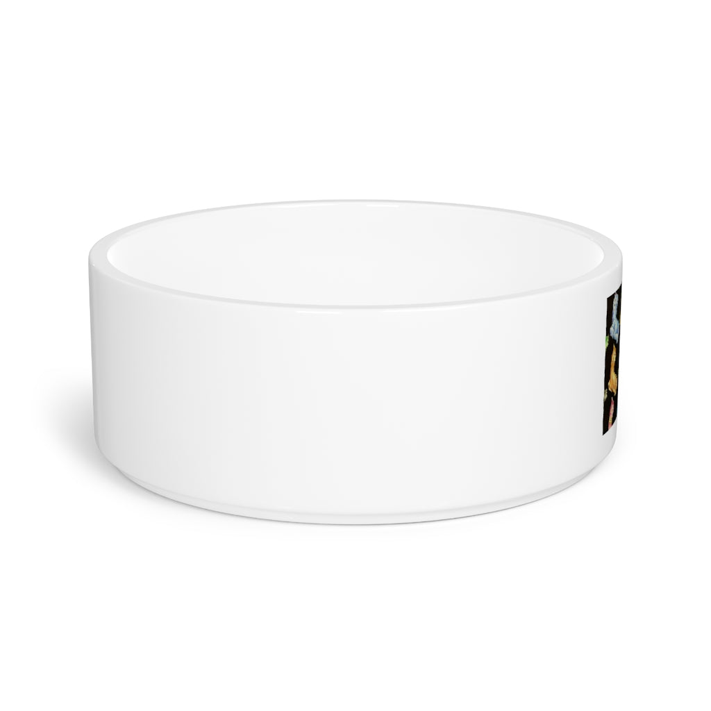 Ceramic cat pattern pet bowl, 6 inches in diameter, with a charming design and glazed finish, perfect for feeding cats and small pets.