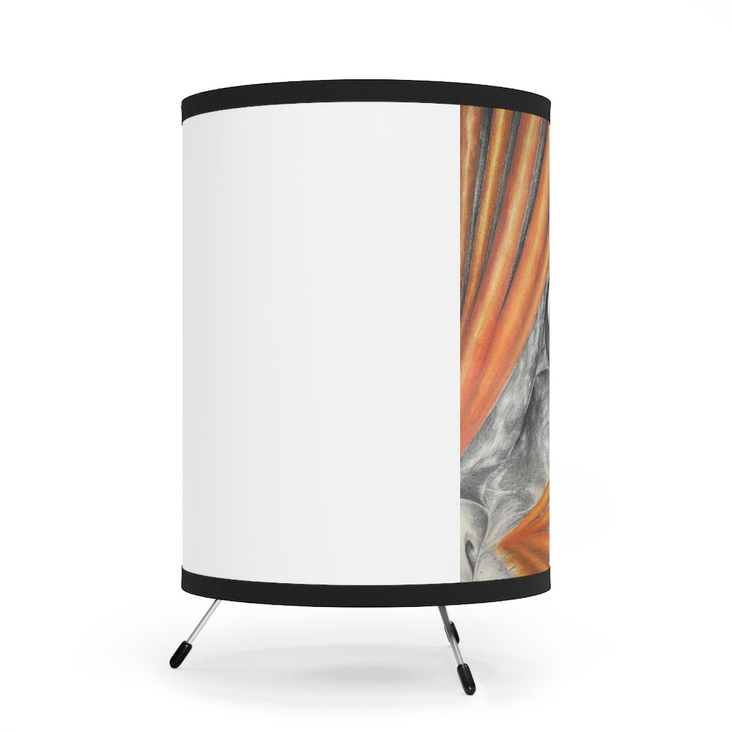 Cat Rays Tripod Lamp featuring a galvanized steel base and custom high-resolution printed shade, designed for US and CA plug compatibility.