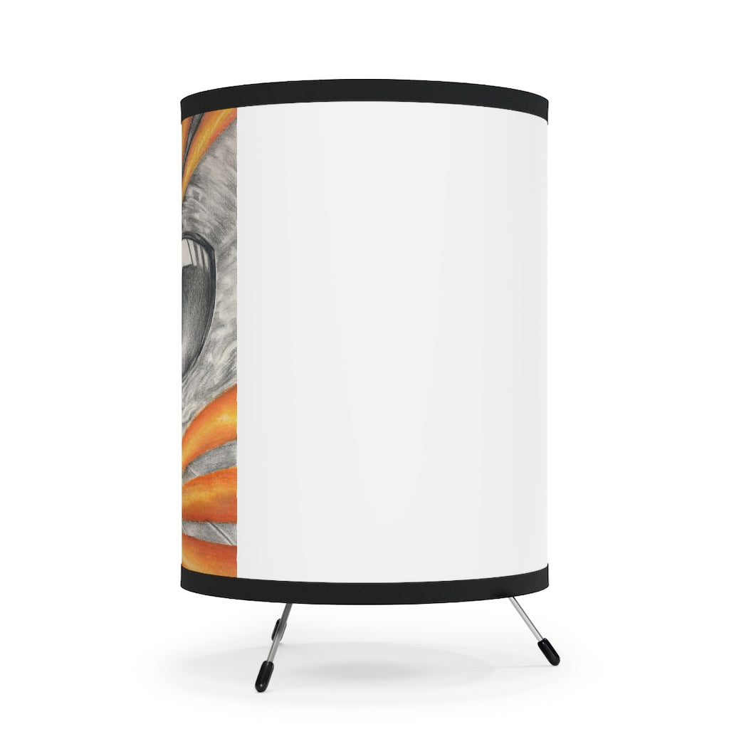 Cat Rays Tripod Lamp featuring a galvanized steel base and custom high-resolution printed shade, designed for US and CA plug compatibility.