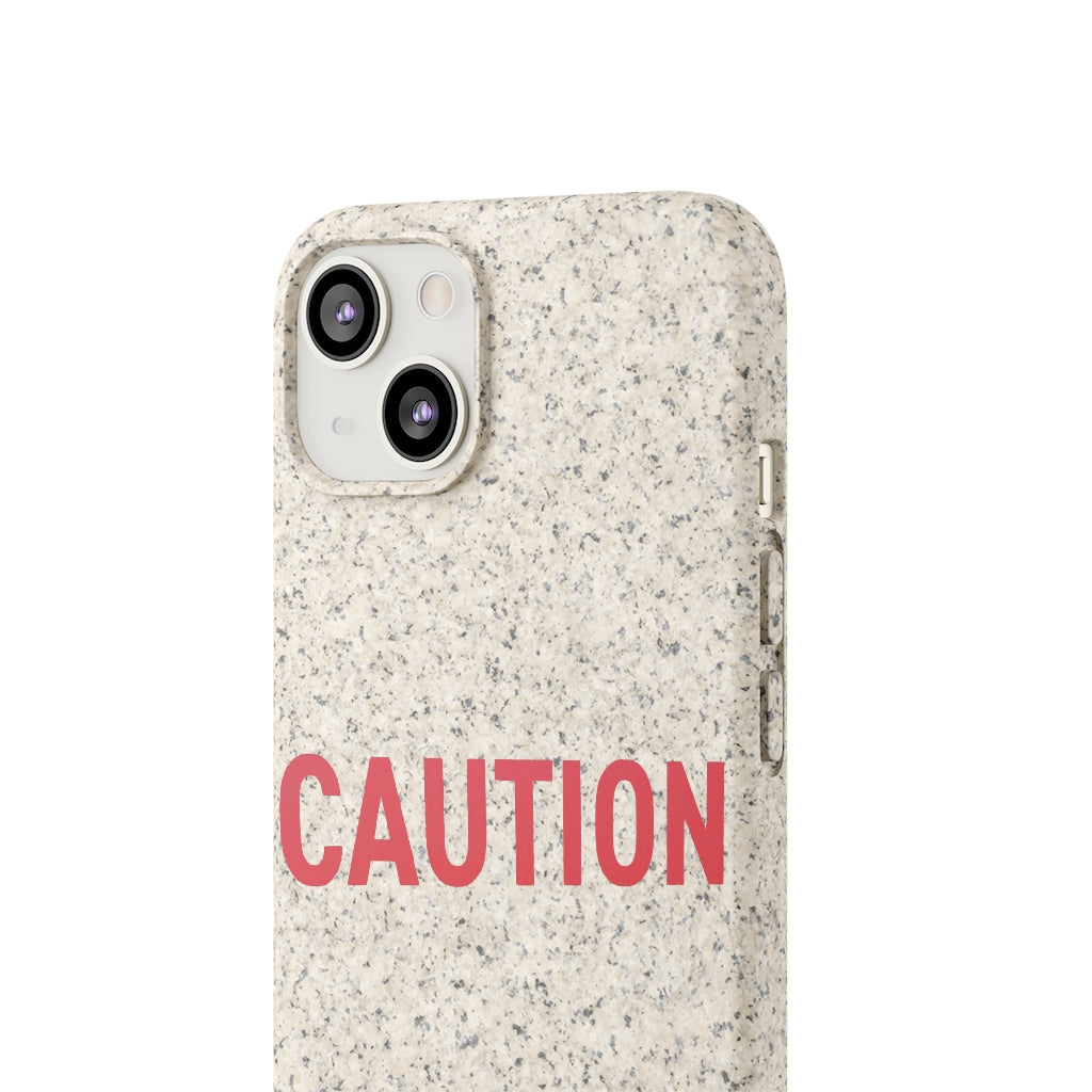 Caution Biodegradable Case made from PLA plant polymer and bamboo, showcasing its slim design and eco-friendly features.