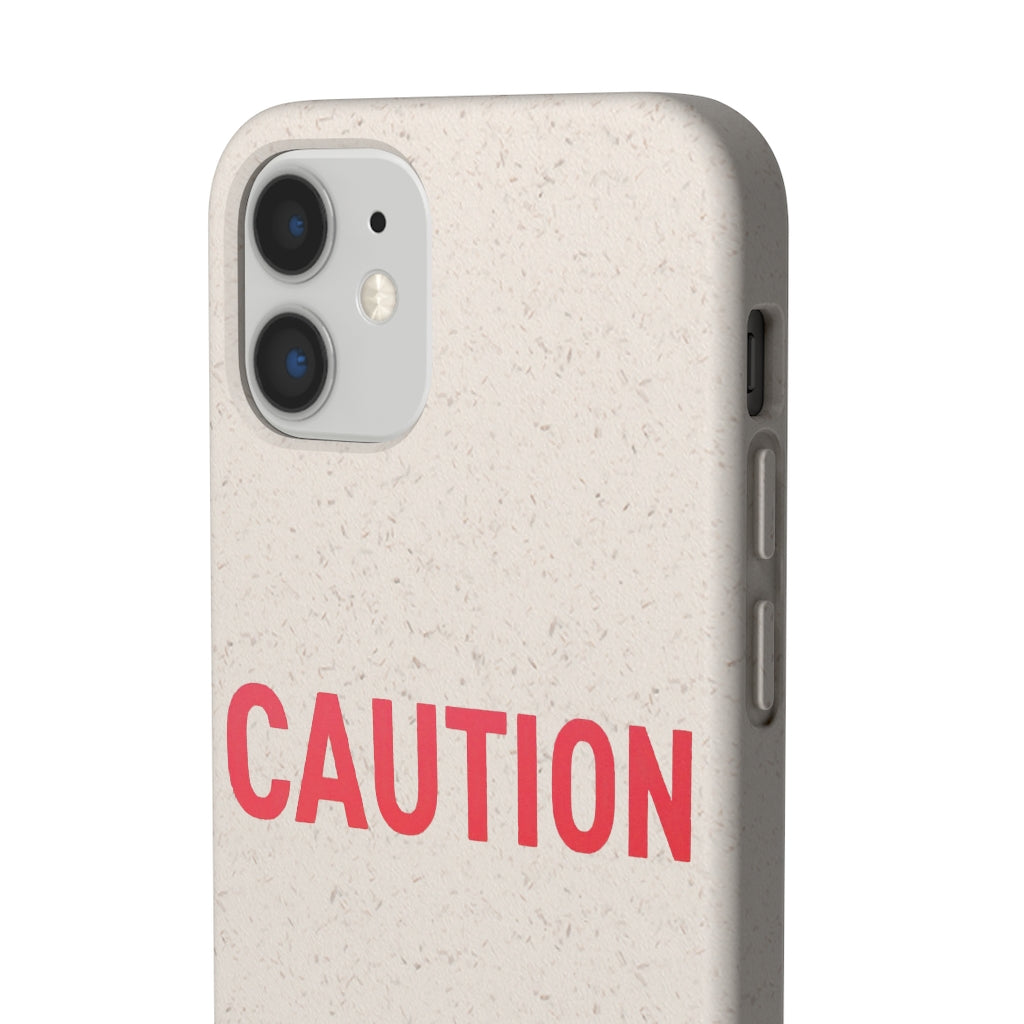 Caution Biodegradable Case made from PLA plant polymer and bamboo, showcasing its slim design and eco-friendly features.