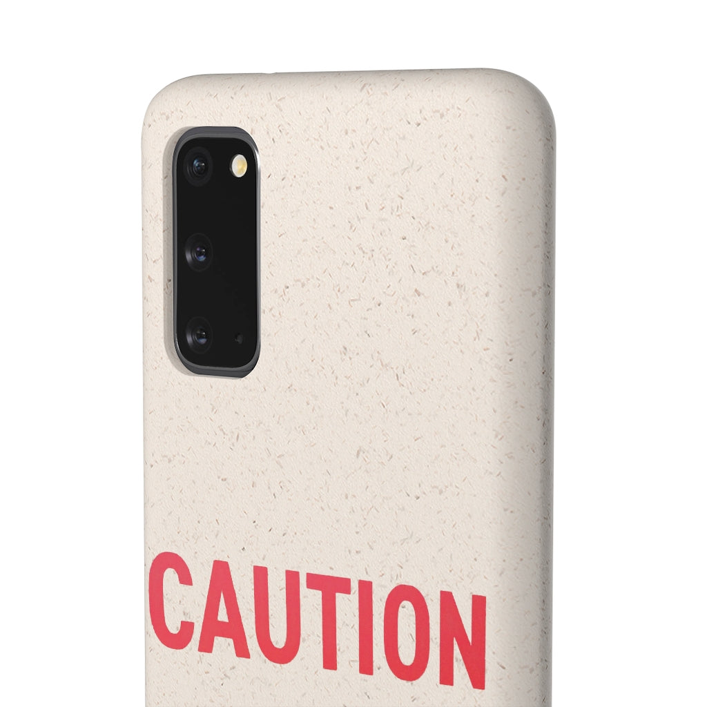 Caution Biodegradable Case made from PLA plant polymer and bamboo, showcasing its slim design and eco-friendly features.