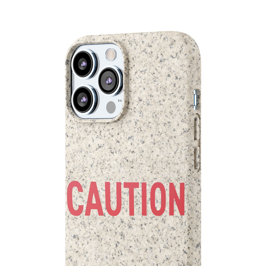 Caution Biodegradable Case made from PLA plant polymer and bamboo, showcasing its slim design and eco-friendly features.