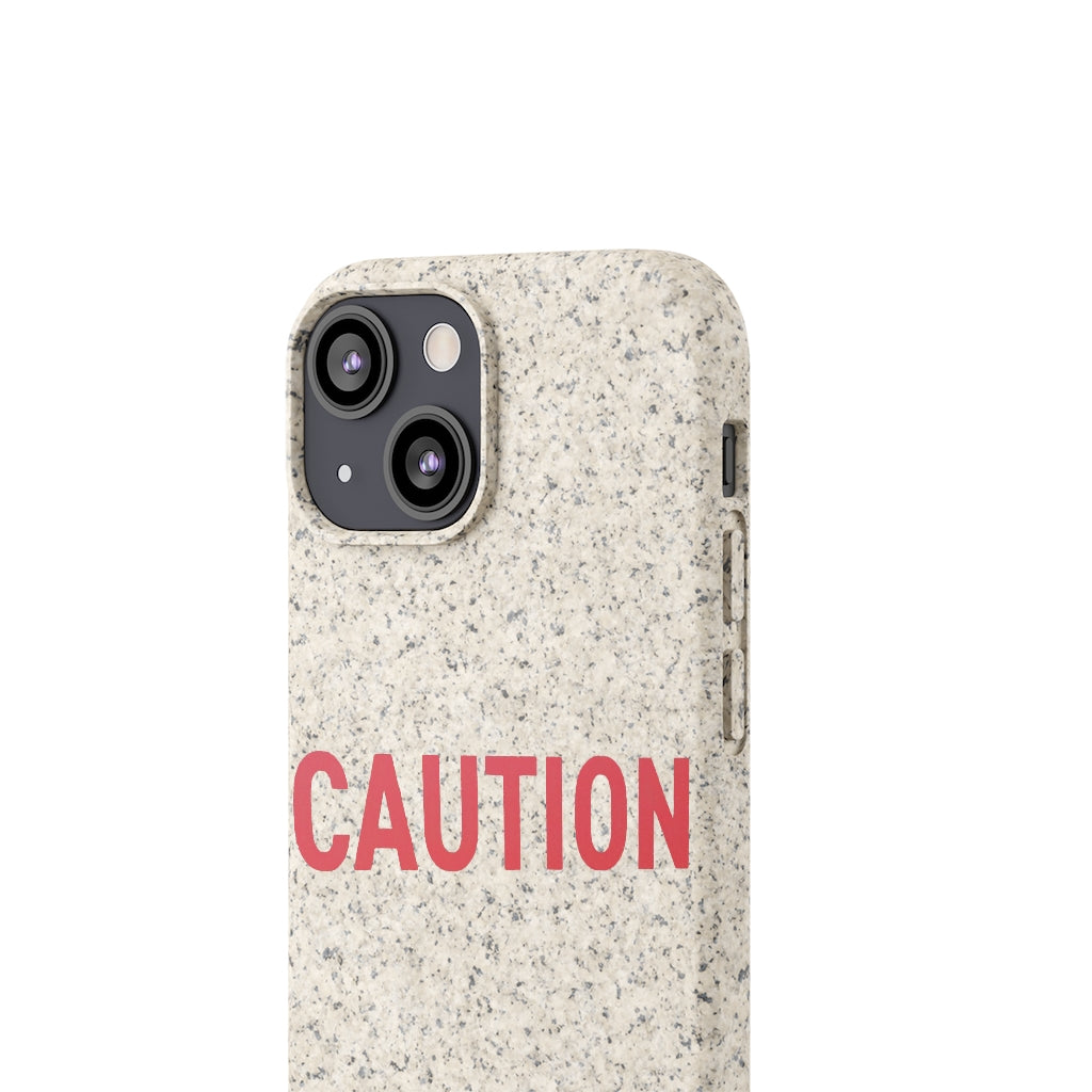 Caution Biodegradable Case made from PLA plant polymer and bamboo, showcasing its slim design and eco-friendly features.