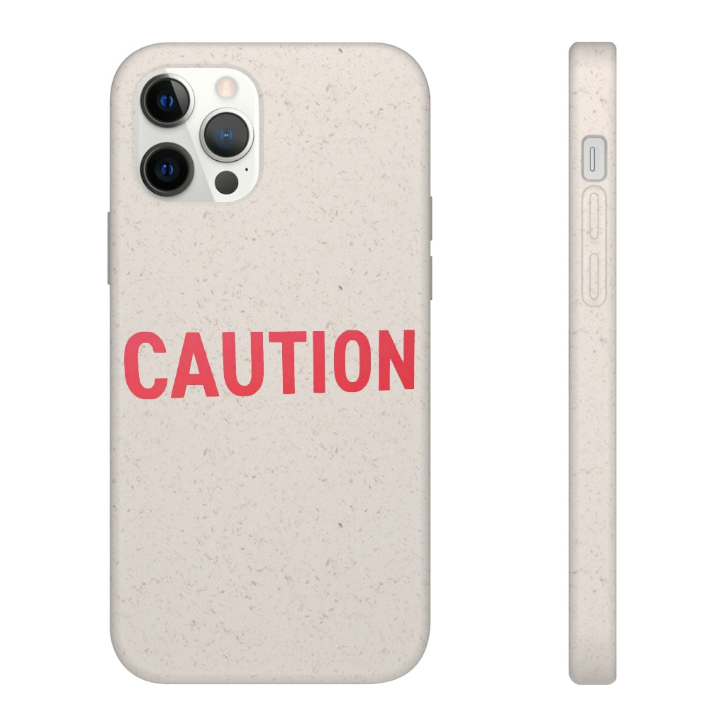 Caution Biodegradable Case made from PLA plant polymer and bamboo, showcasing its slim design and eco-friendly features.