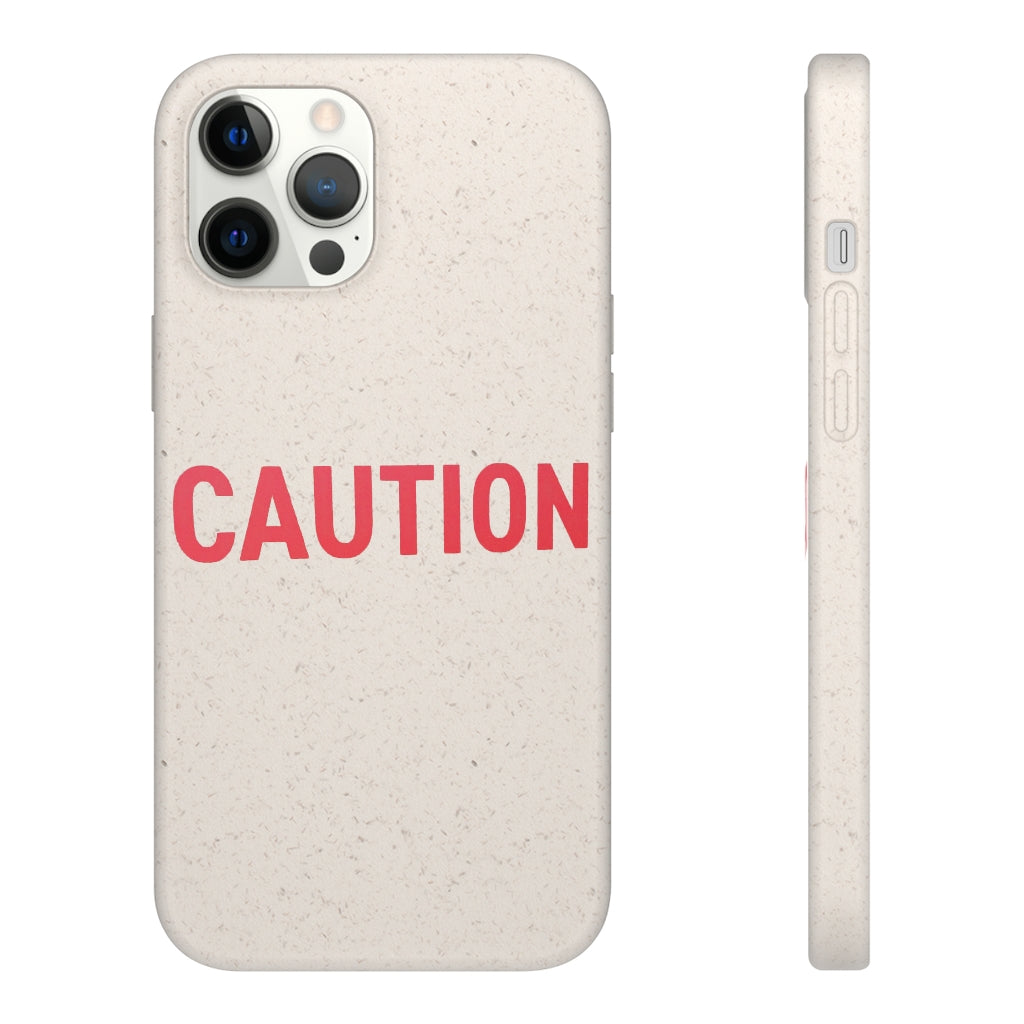 Caution Biodegradable Case made from PLA plant polymer and bamboo, showcasing its slim design and eco-friendly features.