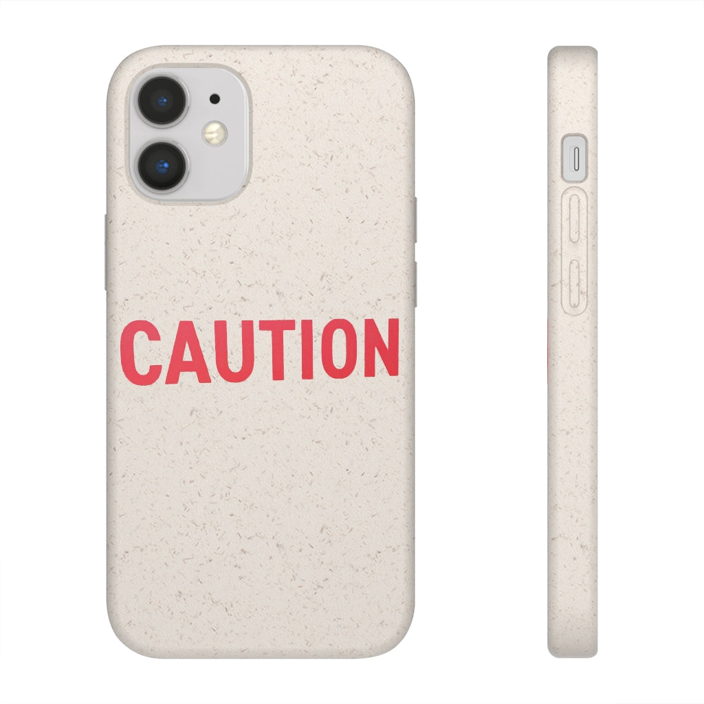 Caution Biodegradable Case made from PLA plant polymer and bamboo, showcasing its slim design and eco-friendly features.