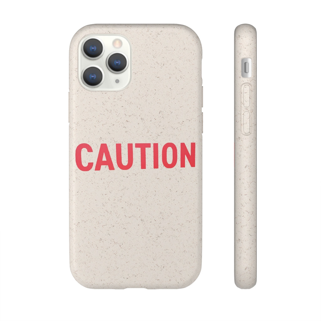 Caution Biodegradable Case made from PLA plant polymer and bamboo, showcasing its slim design and eco-friendly features.