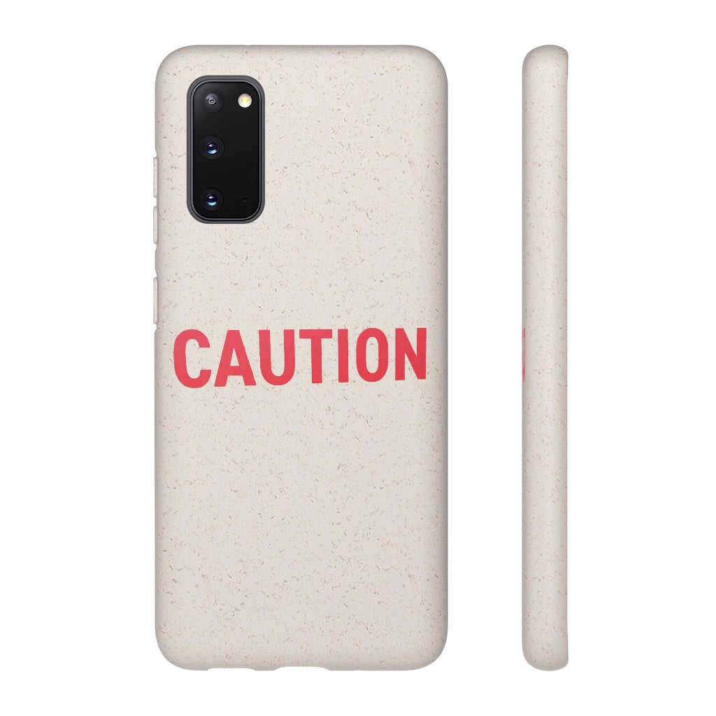 Caution Biodegradable Case made from PLA plant polymer and bamboo, showcasing its slim design and eco-friendly features.