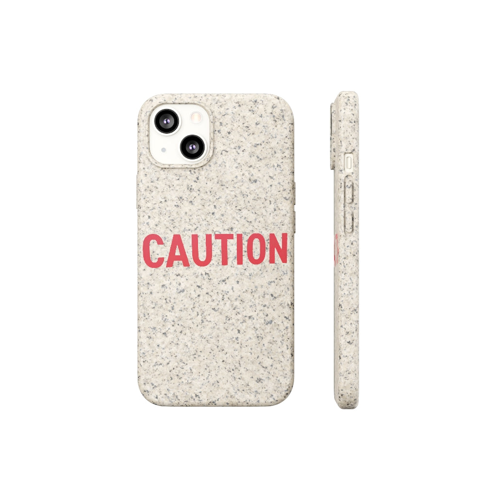 Caution Biodegradable Case made from PLA plant polymer and bamboo, showcasing its slim design and eco-friendly features.